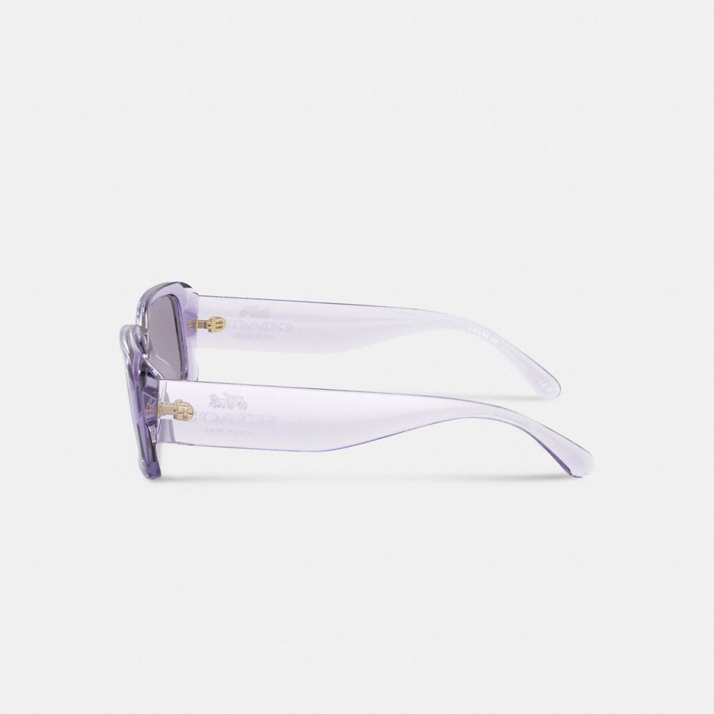 Coach Narrow Rectangle Sunglasses Transparent Purple