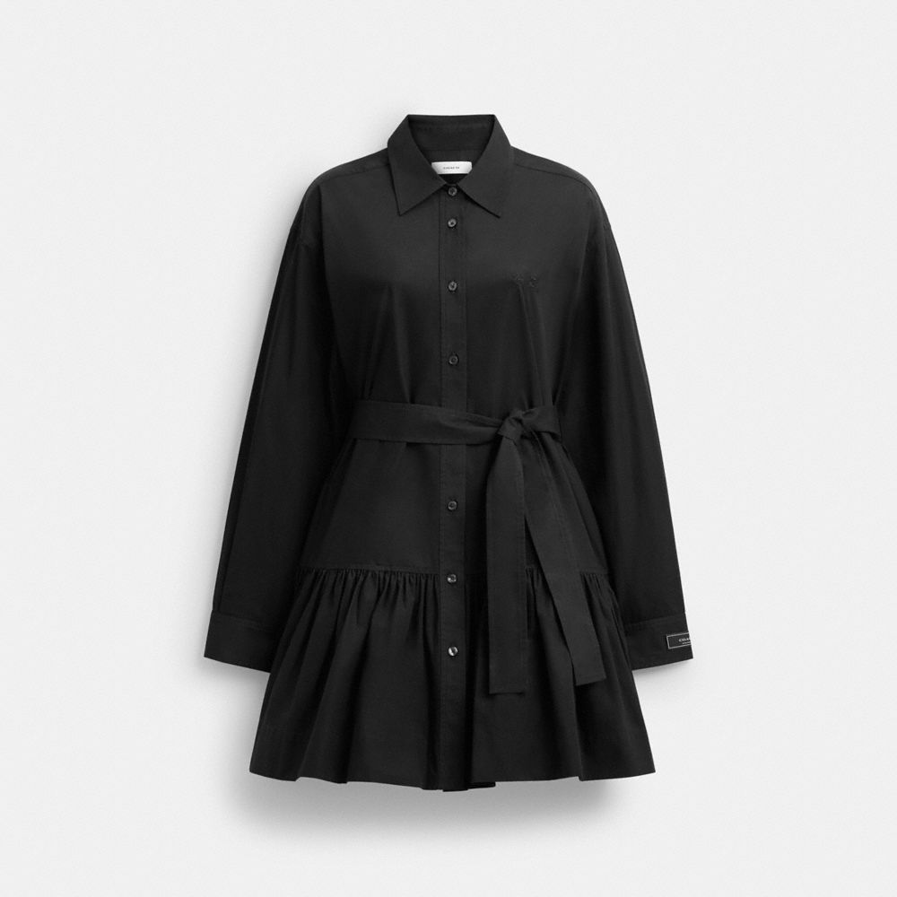 Coach Shirt Dress In Organic Cotton Black
