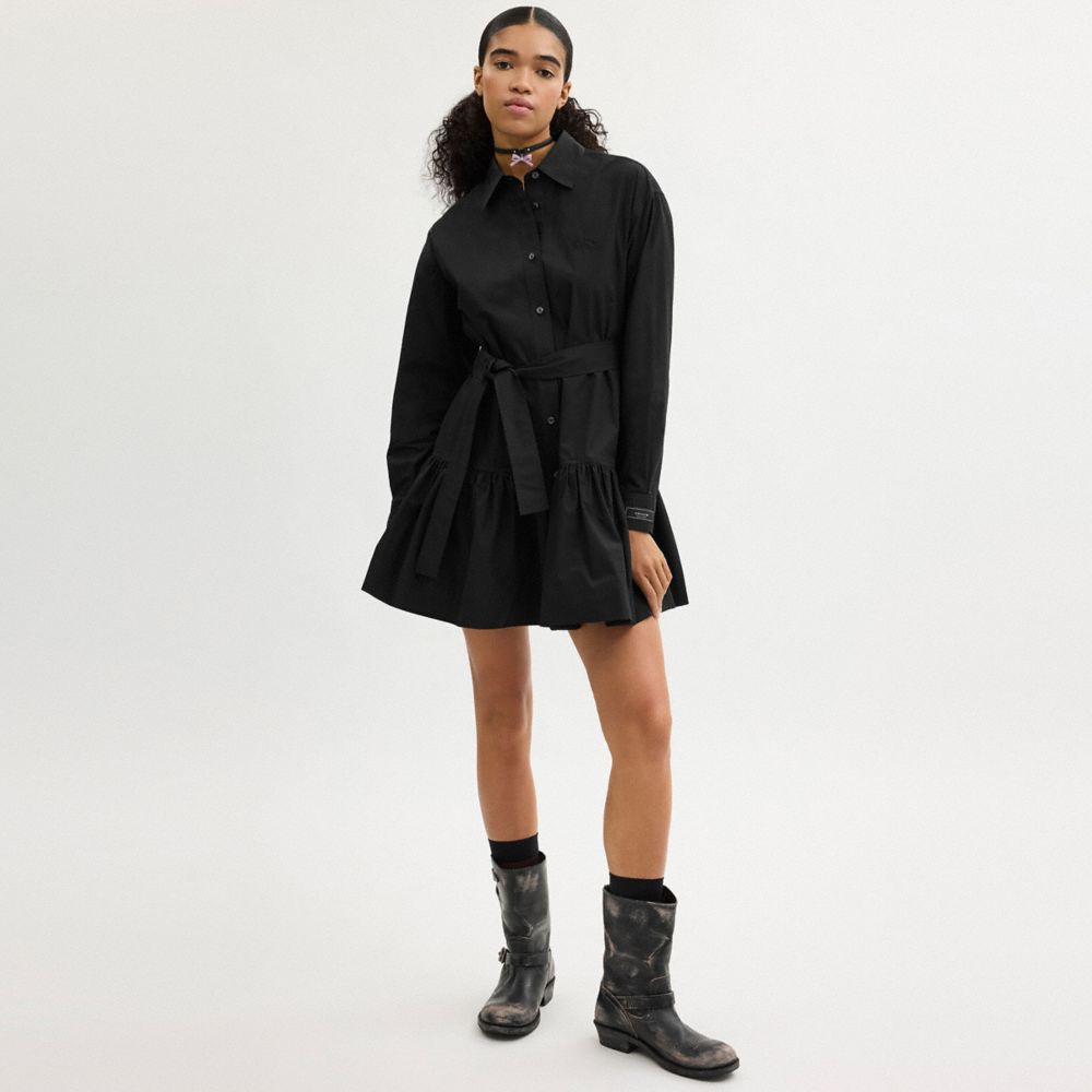 Coach Shirt Dress In Organic Cotton Black