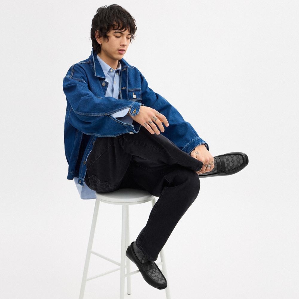 Men's Coach Liam Driver In Signature Jacquard Black