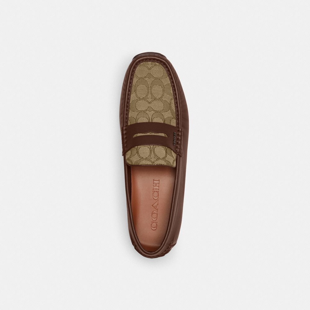 Men's Coach Liam Driver In Signature Jacquard Dark Saddle