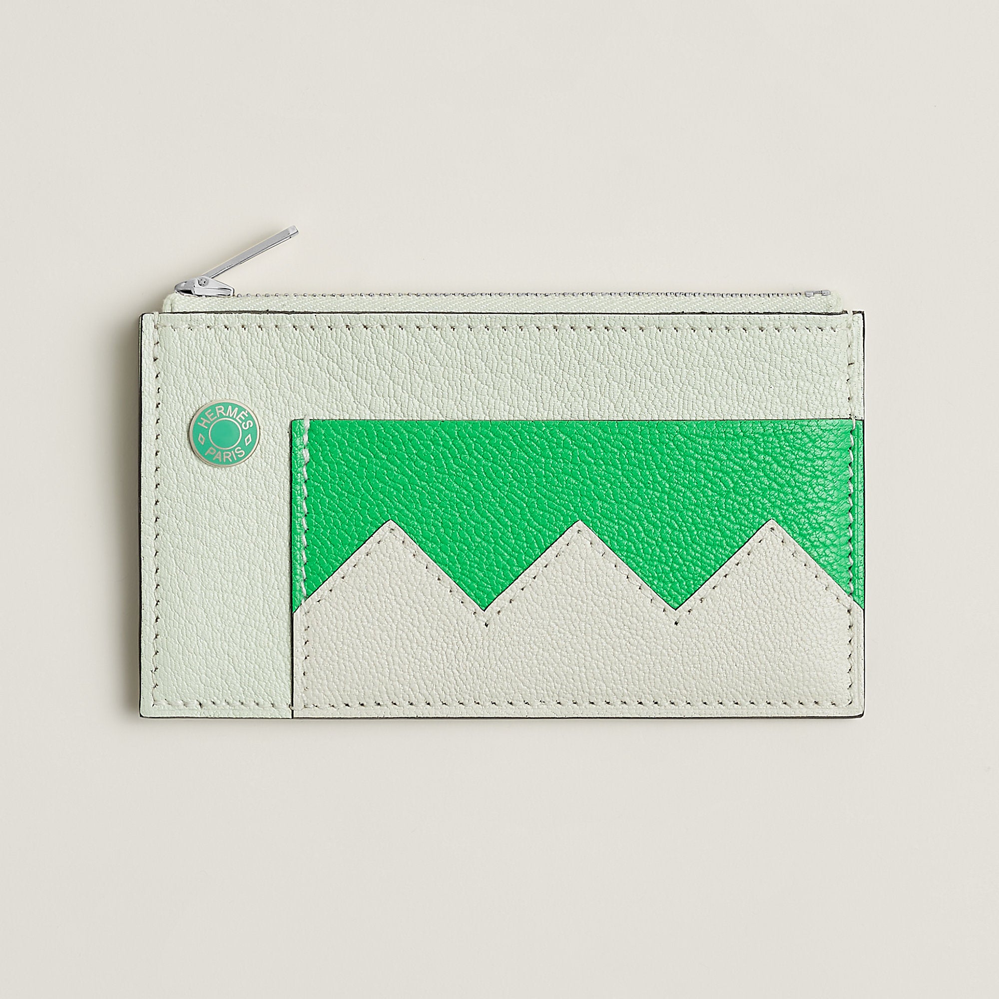 Hermes Crocodile Compact Card Holder Vert Fizz