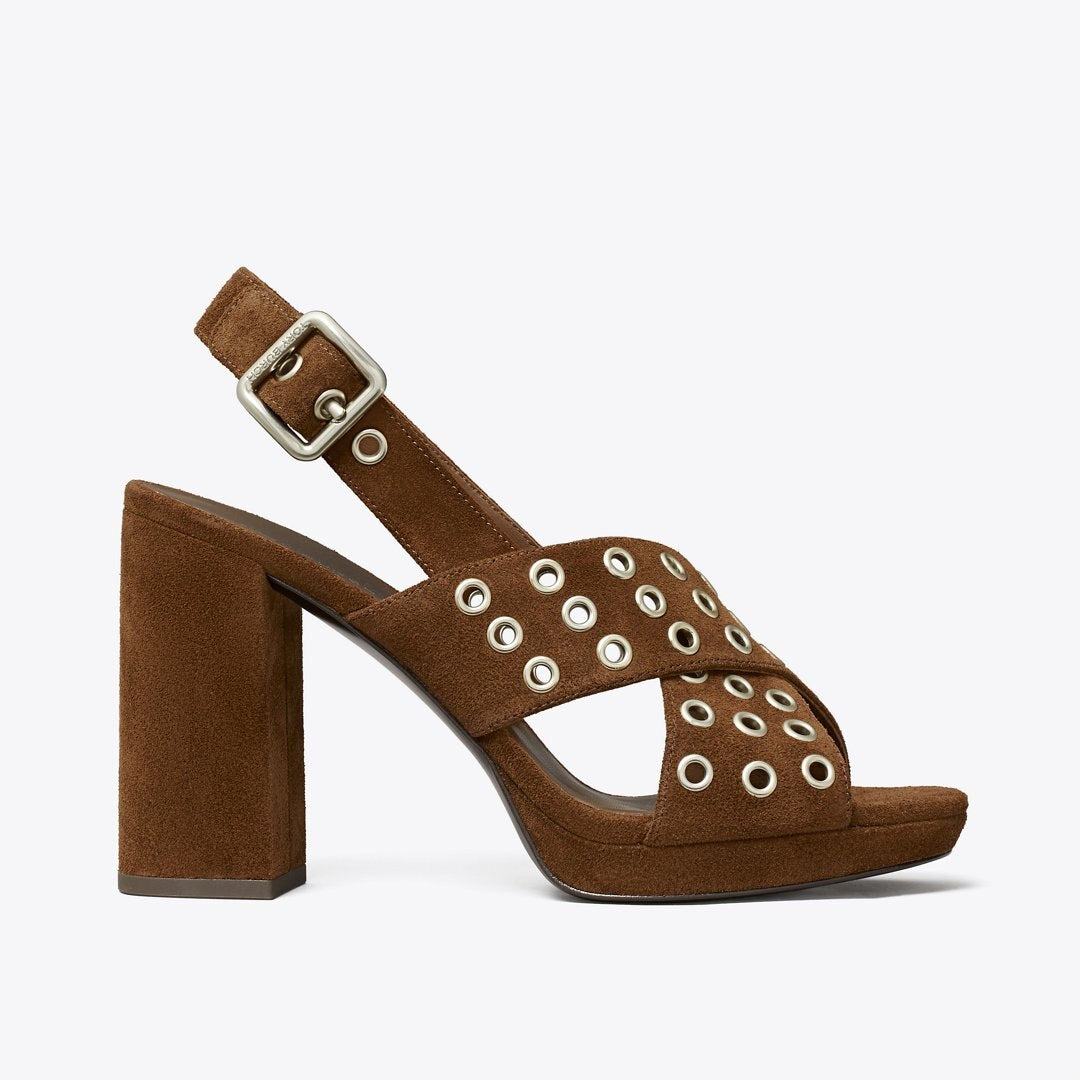 Tory Burch Cross-Band Heeled Sandal MUSTANG