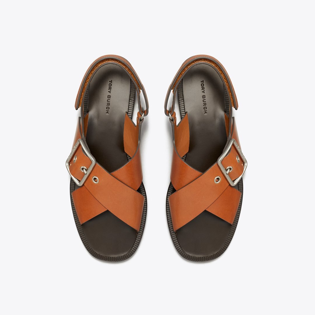 Tory Burch Cross-Band Sandal DEEP RUSSET