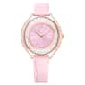 Swarovski Crystalline Aura Watch Swiss Made Leather Strap Pink Rose Gold-Tone Finish SW5730150