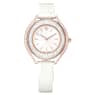 Swarovski Crystalline Aura Watch Swiss Made Leather Strap White Rose Gold-Tone Finish SW5730146