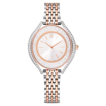 Swarovski Crystalline Aura Watch Swiss Made Metal Bracelet Rose Gold Tone Mixed Metal Finish SW5730162