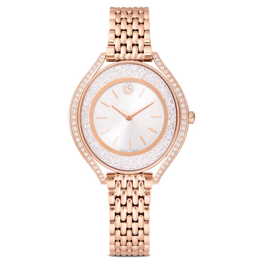 Swarovski Crystalline Aura Watch Swiss Made Metal Bracelet Rose Gold Tone Rose Gold-Tone Finish SW5730140