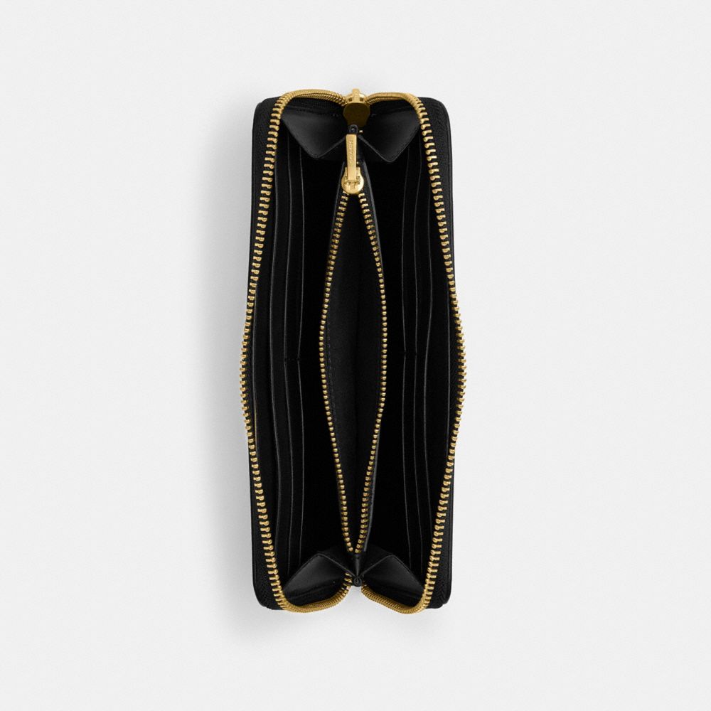 Coach Essential Slim Accordion Zip Wallet Brass Black