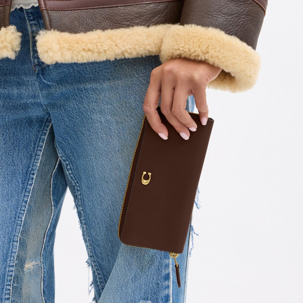 Coach Essential Slim Accordion Zip Wallet Brass Maple