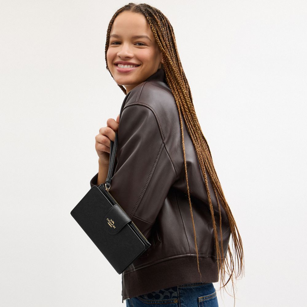 Coach Phone Wallet Gold Black