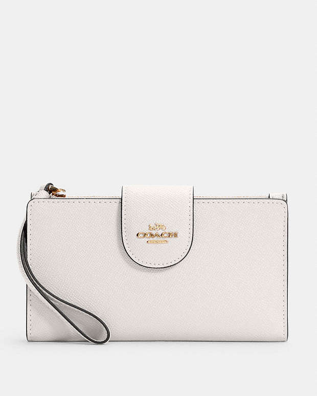 Phone Wallet Crossgrain Leather-Gold-Chalk Crossgrain Leather-Gold-Chalk