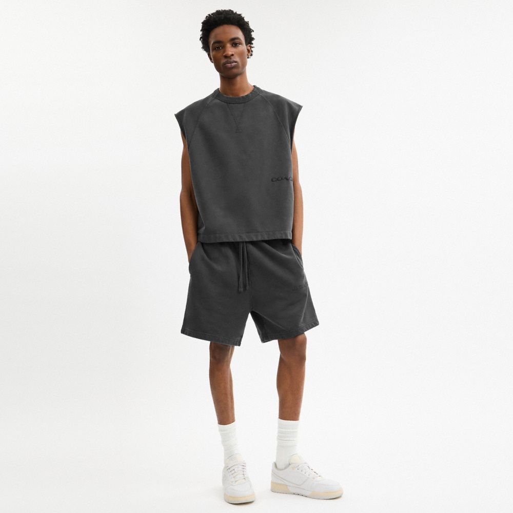 Coach Sleeveless Garment Dye Crewneck Black