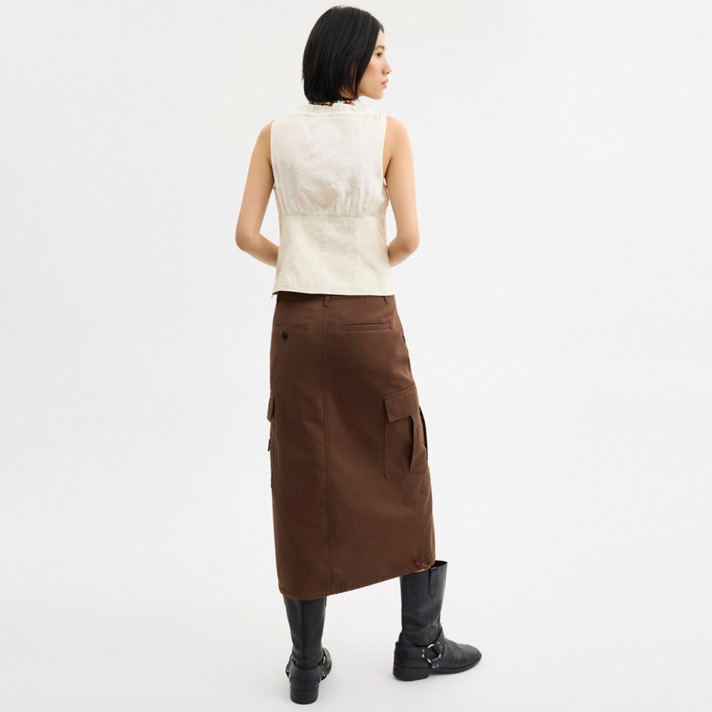 Coach Cargo Maxi Skirt In Organic Cotton Brown