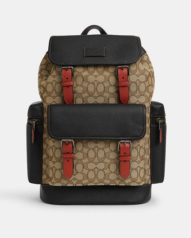 Sprint Backpack In Signature Jacquard Signature Canvas-Black Antique Nickel-Khaki-Black Multi Signature Canvas-Black Antique Nickel-Khaki-Black Multi