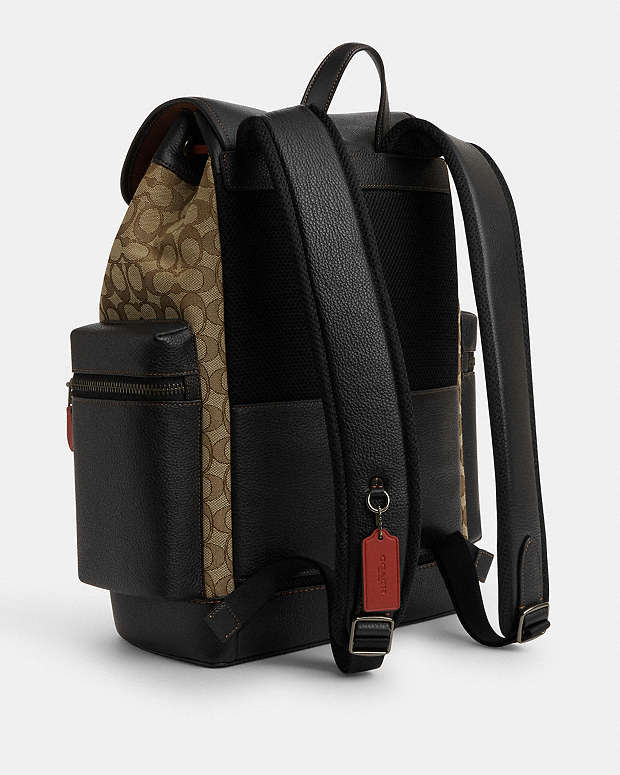 Sprint Backpack In Signature Jacquard Signature Canvas-Black Antique Nickel-Khaki-Black Multi Signature Canvas-Black Antique Nickel-Khaki-Black Multi