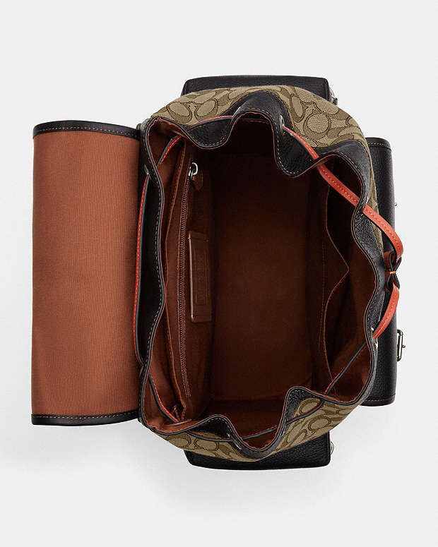 Sprint Backpack In Signature Jacquard Signature Canvas-Black Antique Nickel-Khaki-Black Multi Signature Canvas-Black Antique Nickel-Khaki-Black Multi