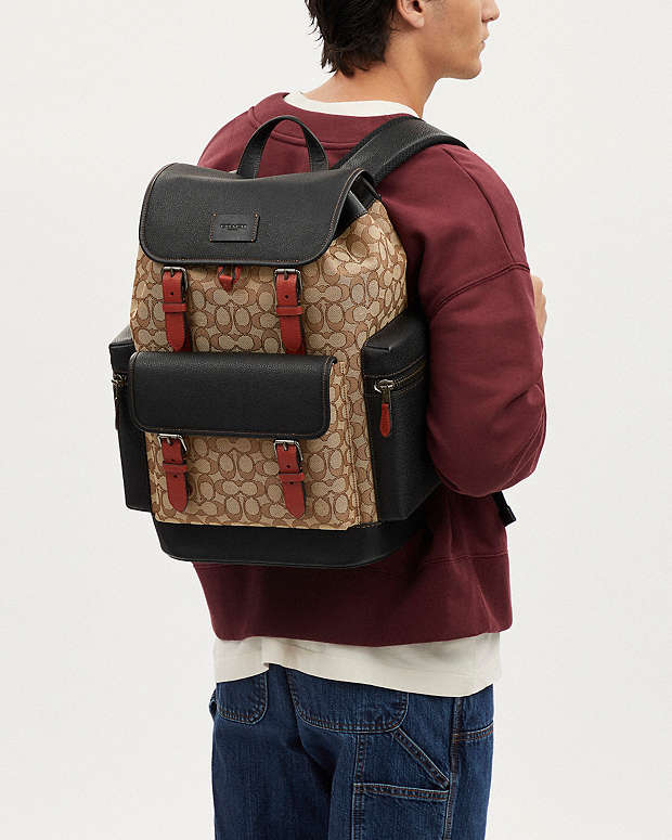 Sprint Backpack In Signature Jacquard Signature Canvas-Black Antique Nickel-Khaki-Black Multi Signature Canvas-Black Antique Nickel-Khaki-Black Multi