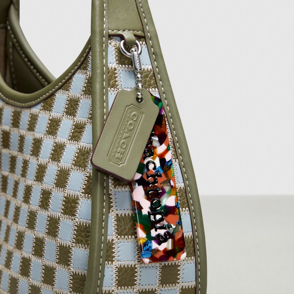 Coach Ergo Bag In Checkerboard Upcrafted Leather Ice Blue Army Blue