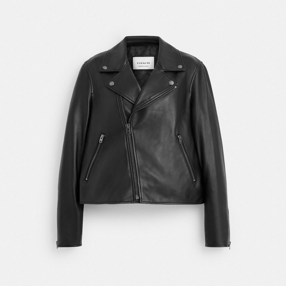 Coach Leather Moto Jacket Black