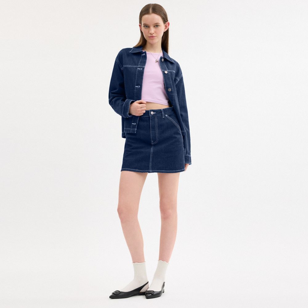 Coach Denim Utility Skirt Dark Denim