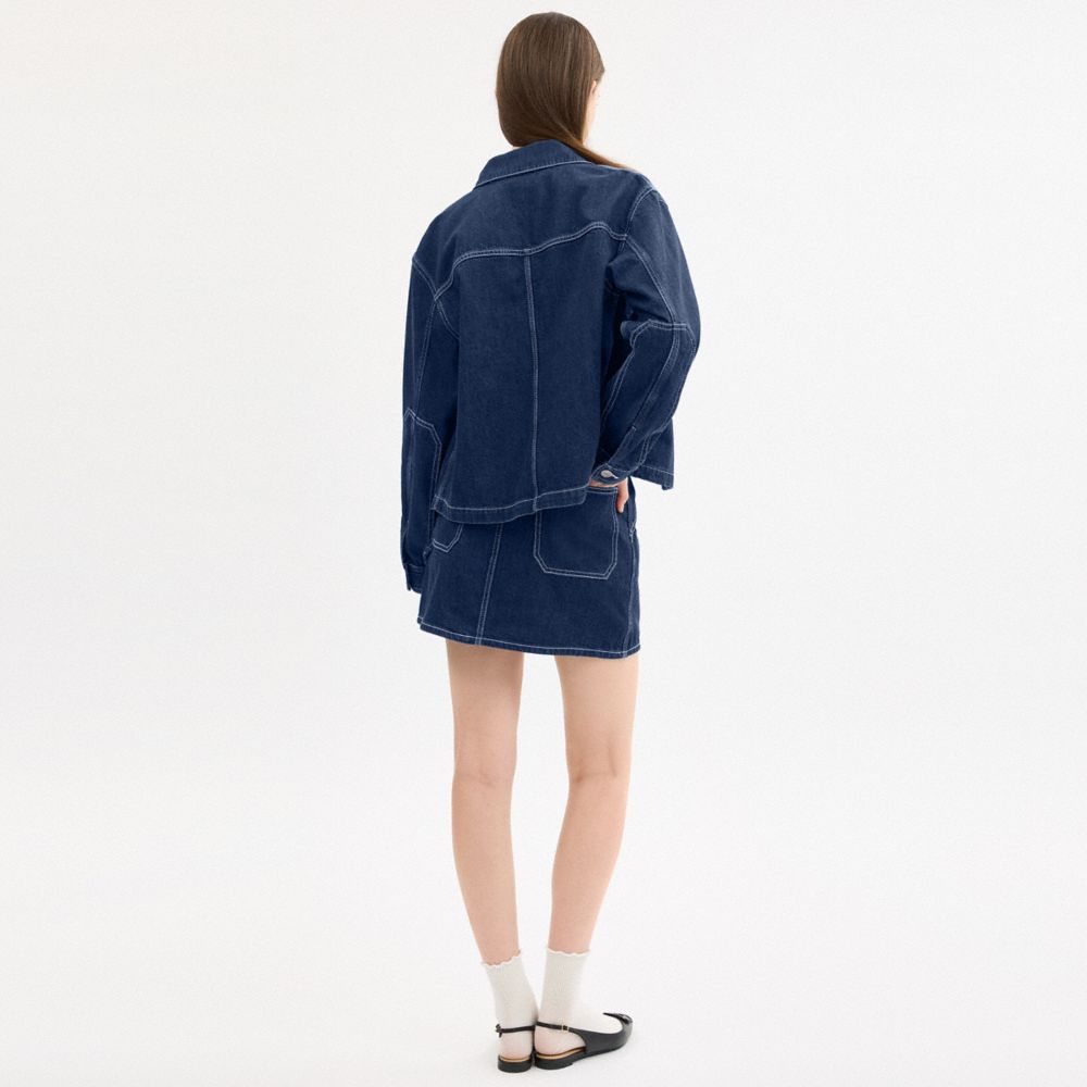 Coach Denim Utility Skirt Dark Denim