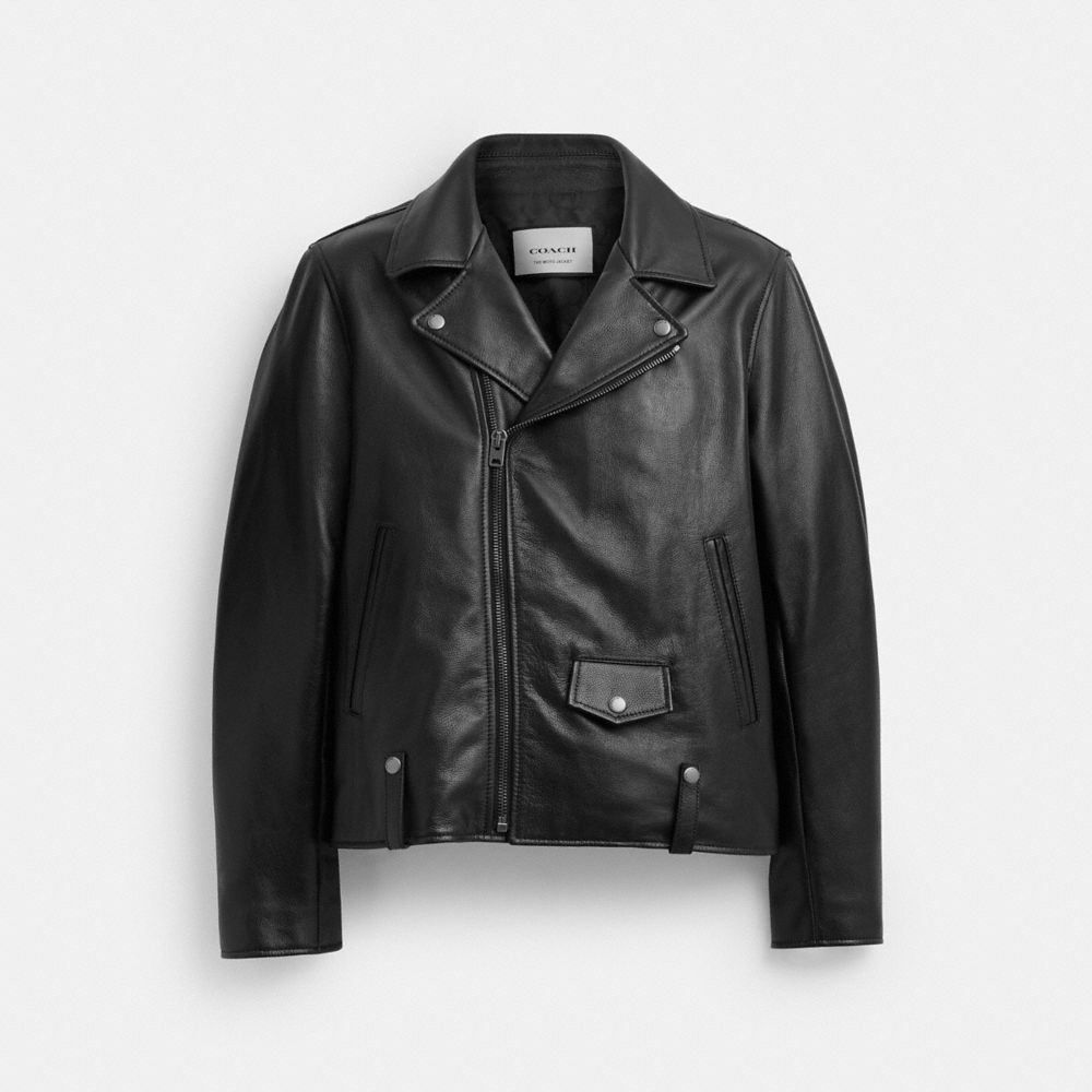 Coach Leather Moto Jacket Black