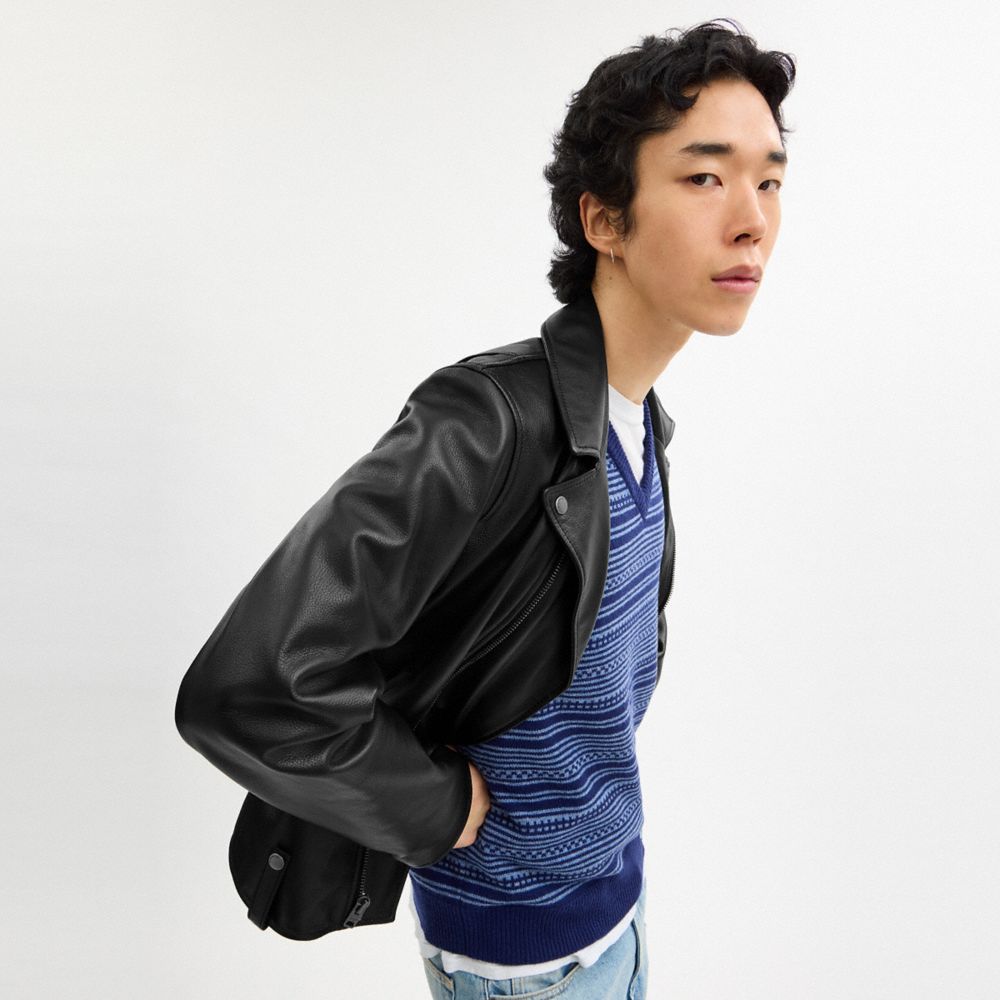 Coach Leather Moto Jacket Black