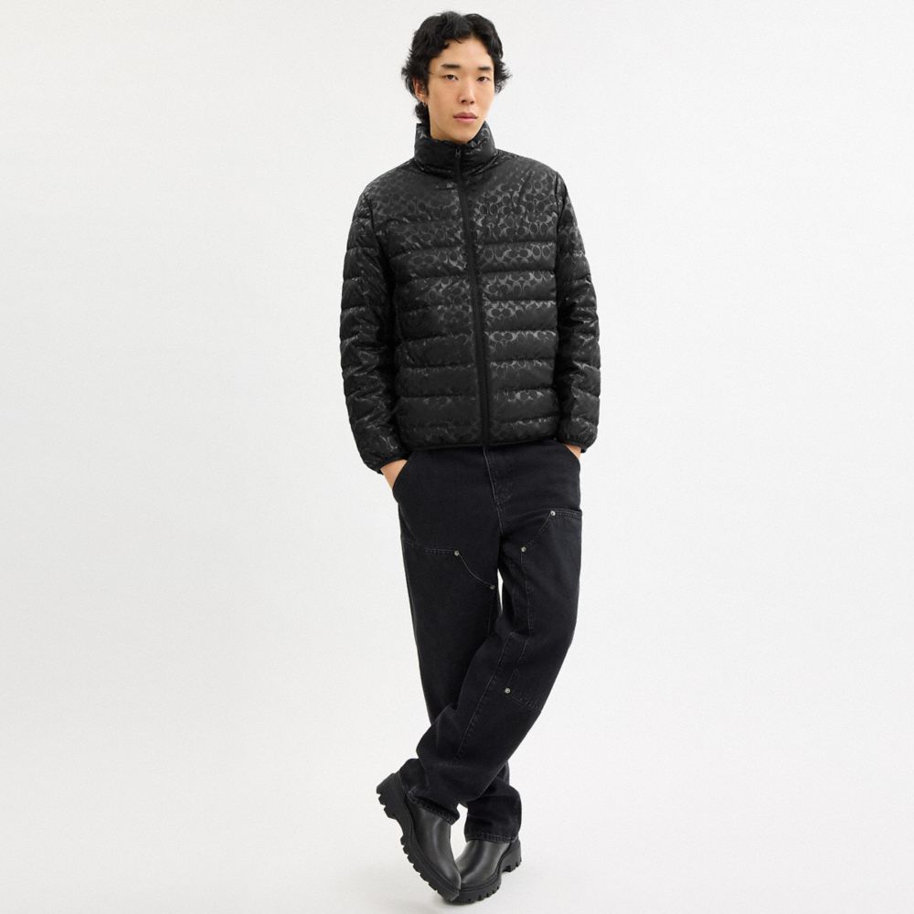 Coach Lightweight Down Jacket In Recycled Polyester Black