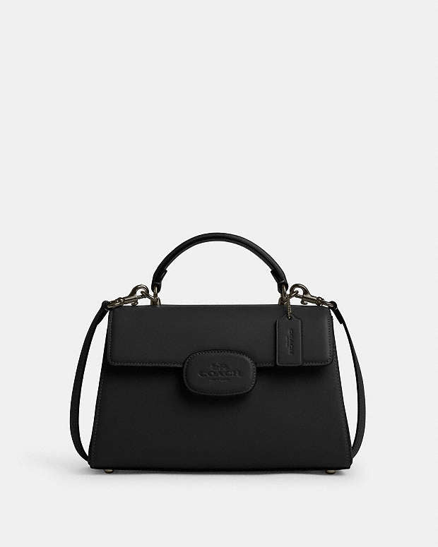 Coach Eliza Top Handle Bag Smooth Leather-Gunmetal-Black – Kicks