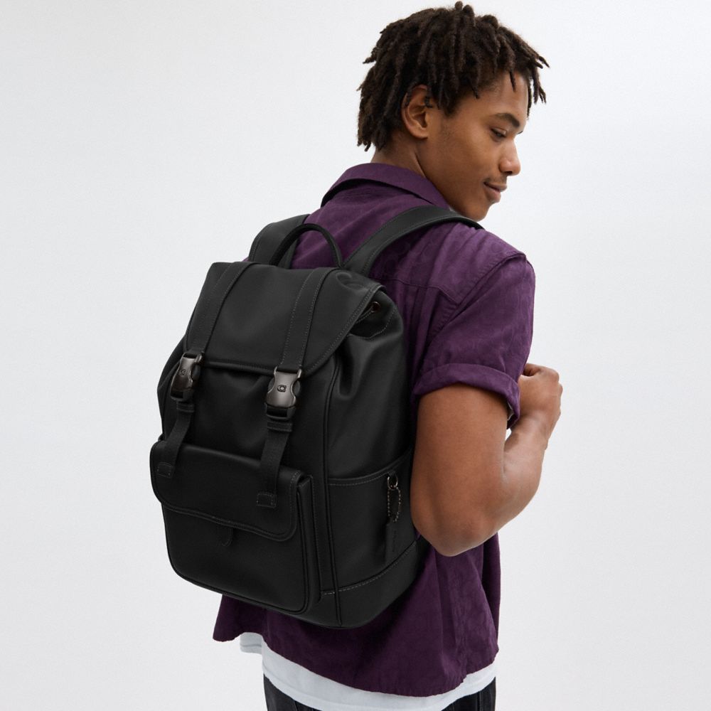 Coach League Flap Backpack Black