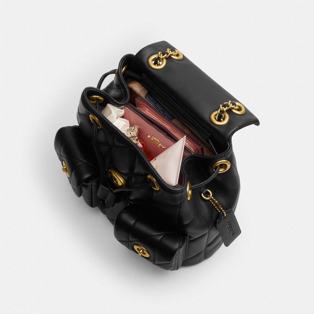 Coach Tabby Backpack With Pillow Quilting Brass Black