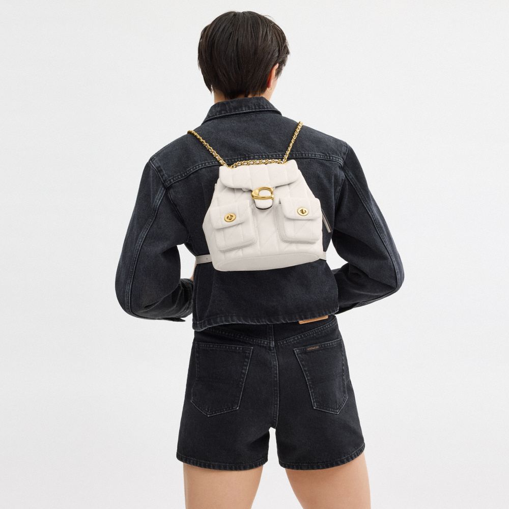 Coach Tabby Backpack With Pillow Quilting Brass Chalk
