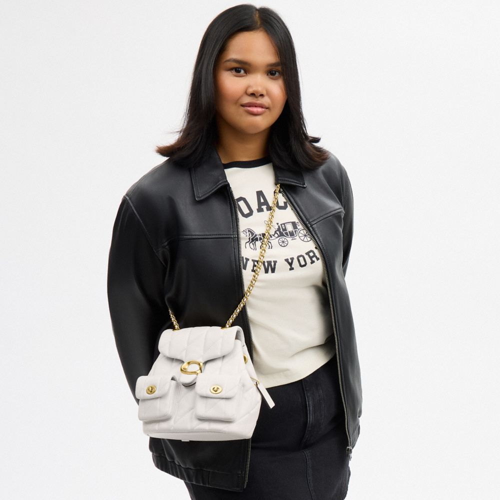 Coach Tabby Backpack With Pillow Quilting Brass Chalk