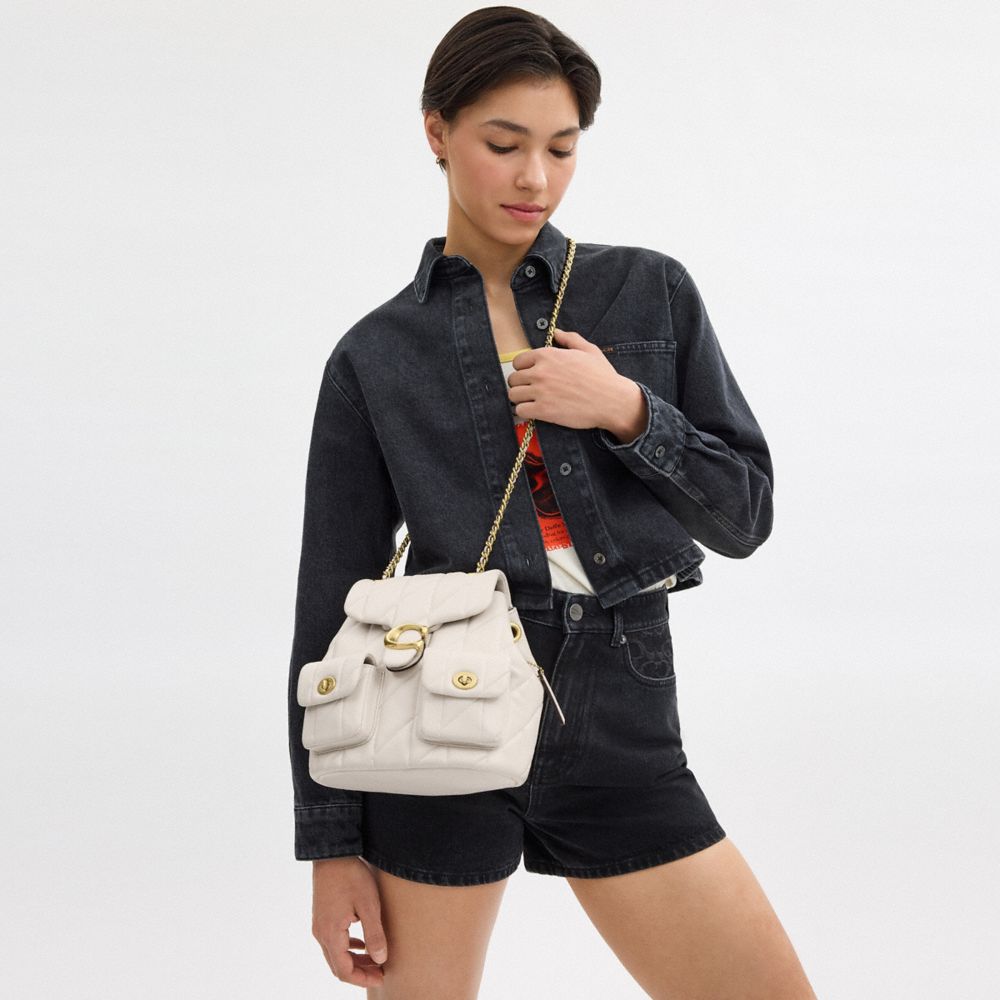 Coach Tabby Backpack With Pillow Quilting Brass Chalk