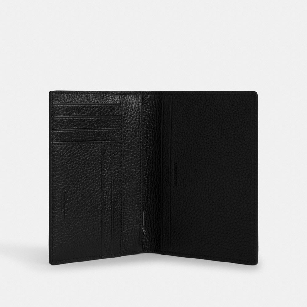 Coach Passport Card Case Gunmetal Black