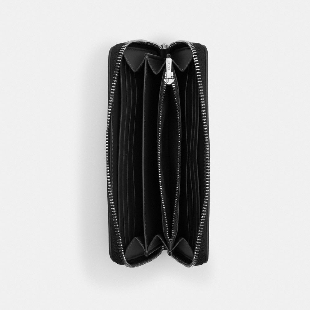 Coach Long Zip Around Wallet In Signature Jacquard Silver Black
