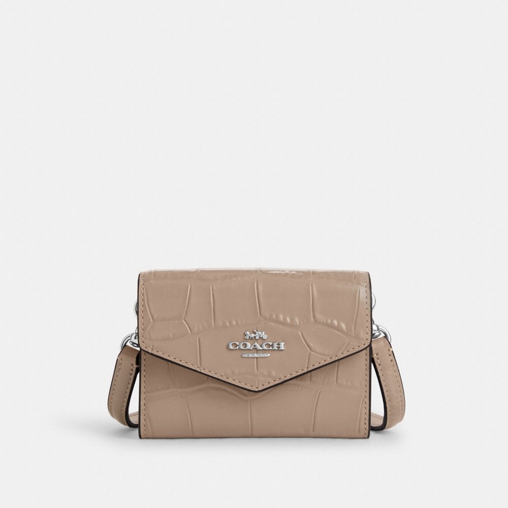 Coach Mini Envelope Wallet With Strap Silver Stone