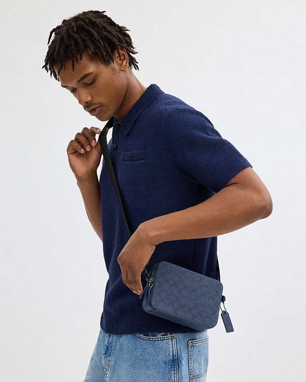 Charter Crossbody Bag 19 In Signature Canvas Jacquard Washed Chambray Washed Chambray