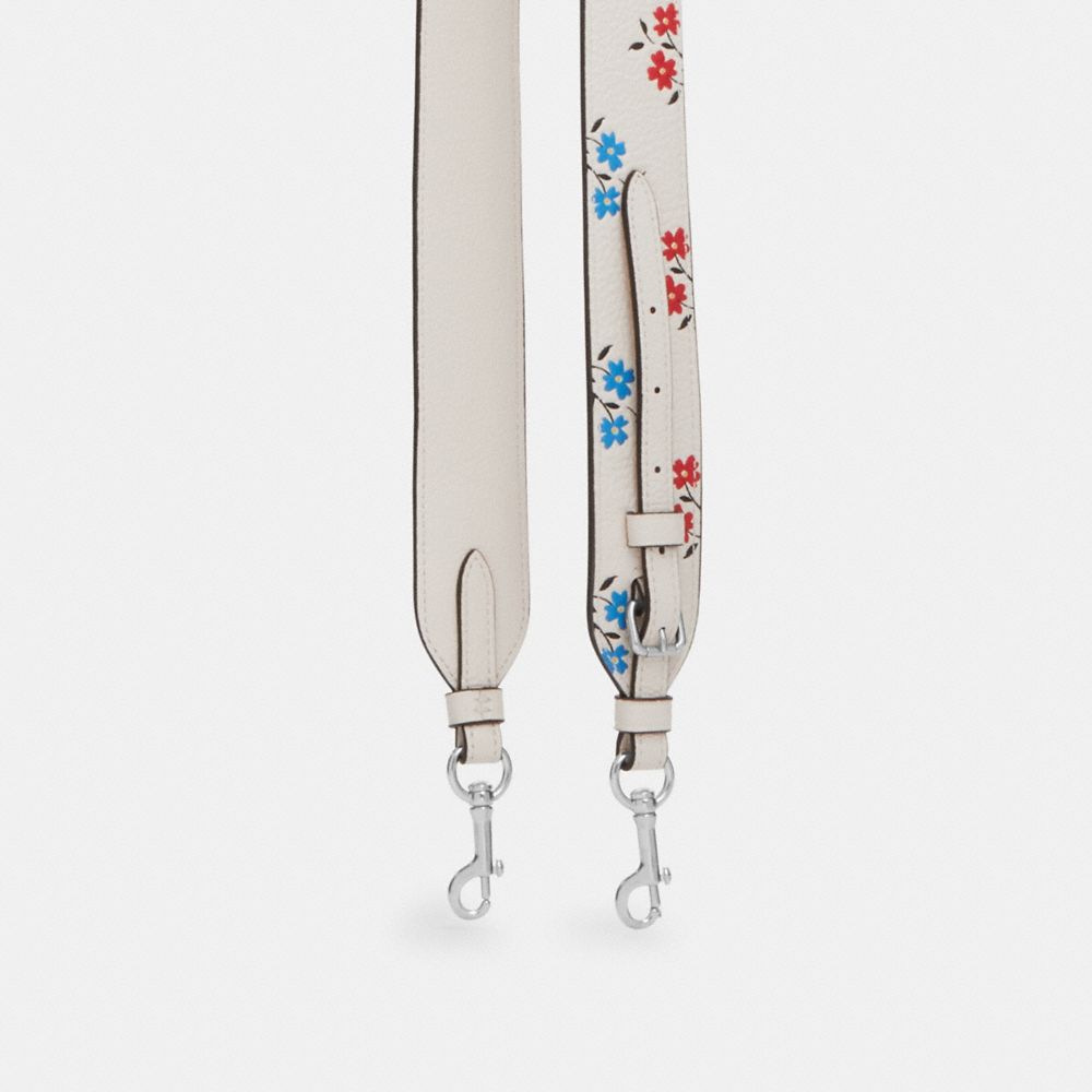 Coach Strap With Floral Print Silver Chalk Multi