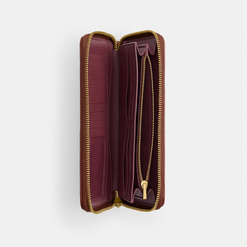 Coach Essential Continental Wallet In Signature Canvas Brass Tan Caramel
