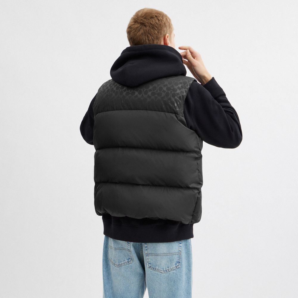 Coach Down Puffer Vest In Recycled Polyester Black