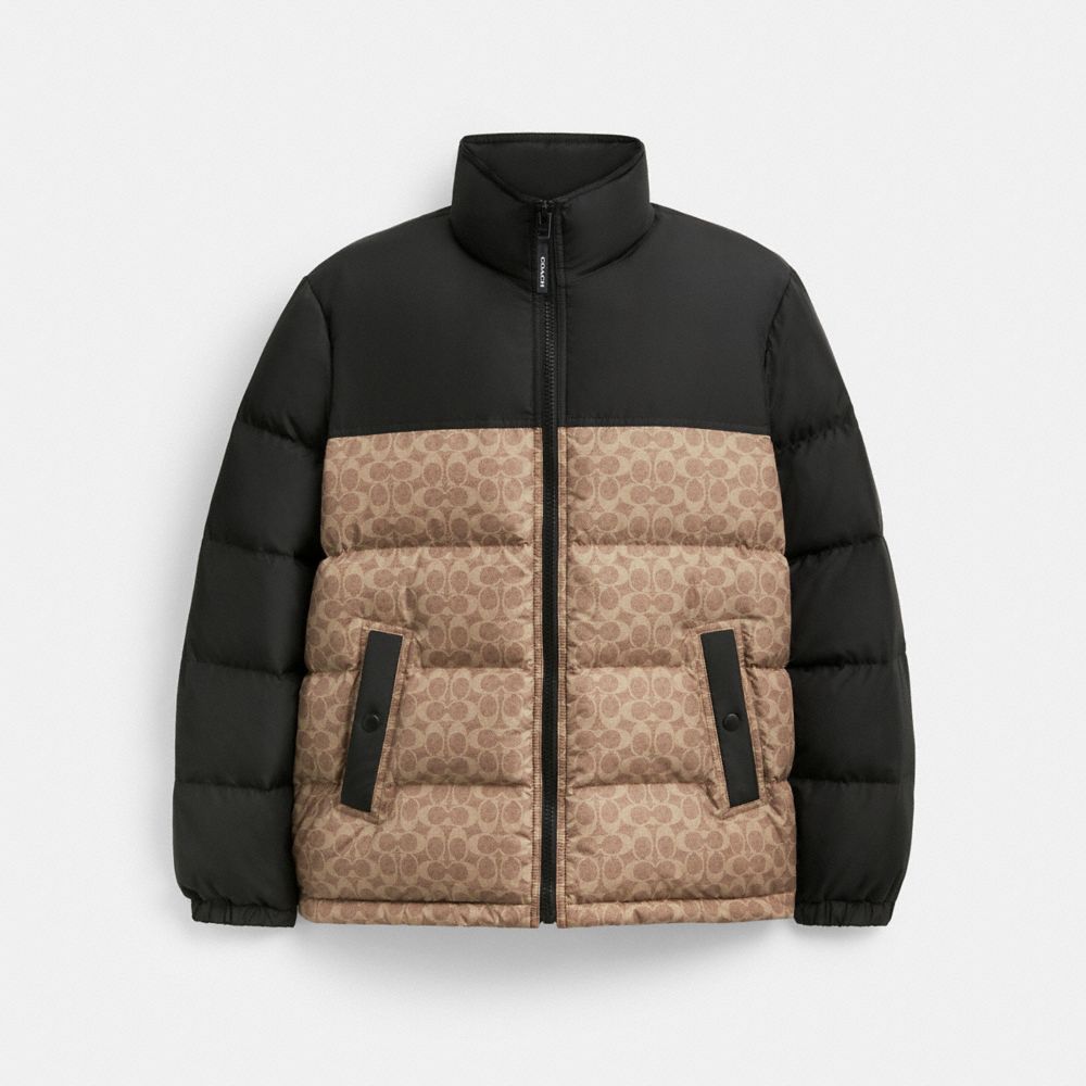 Coach Signature Down Jacket In Recycled Polyester Tan Signature