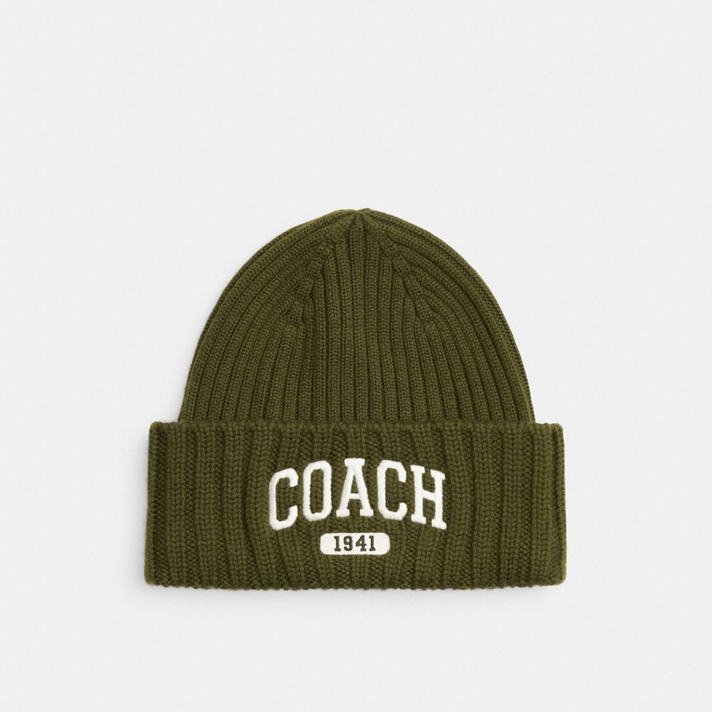Coach Coach 1941 Embroidered Knit Beanie Olive