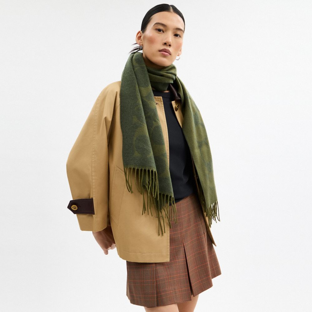 Coach Signature Oversized Muffler Olive