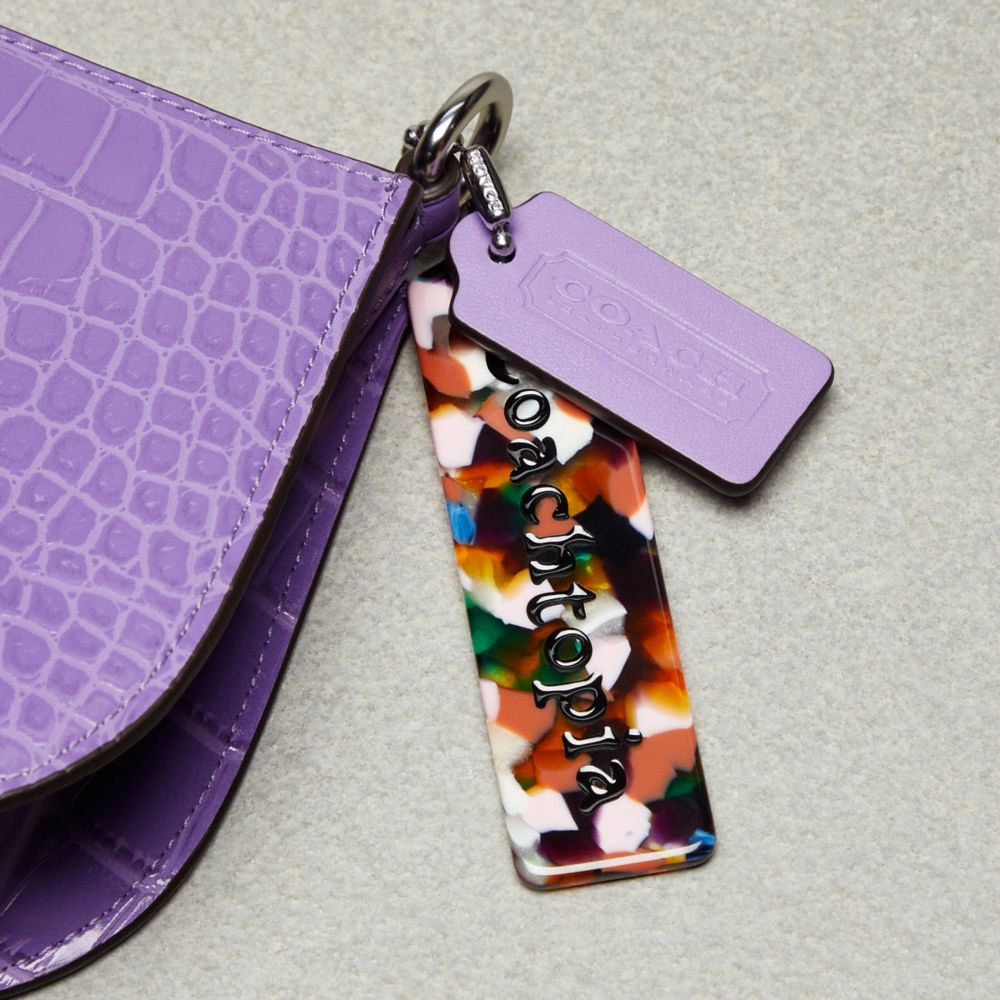 Coach Small Wavy Shoulder Bag In Croc Embossed Coachtopia Leather Iris