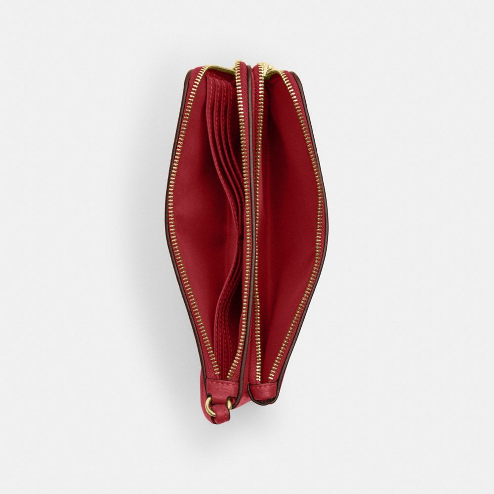 Coach Double Zip Wallet Gold True Red