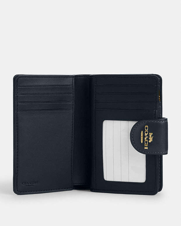 Medium Corner Zip Wallet In Signature Jacquard Signature Jacquard-Gold-Navy-Midnight Navy Signature Jacquard-Gold-Navy-Midnight Navy