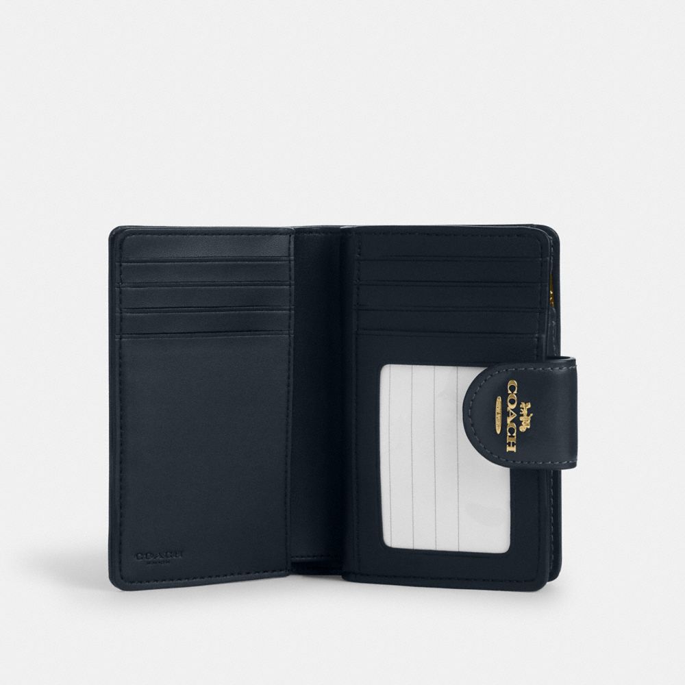 Coach Medium Corner Zip Wallet In Signature Jacquard Gold Navy Midnight Navy