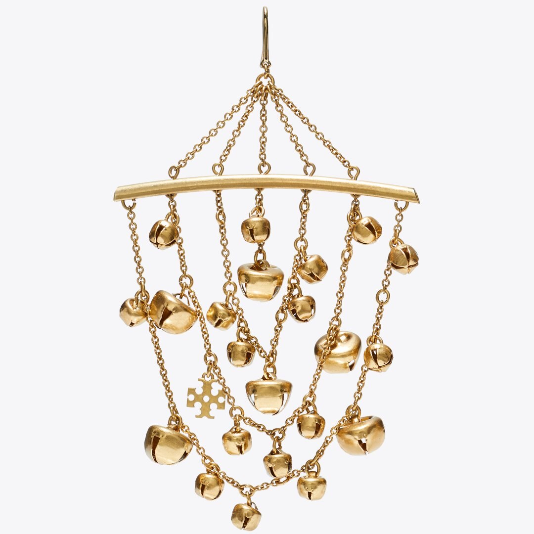 Tory Burch Curiosity Bell Earrings Antique Light Brass